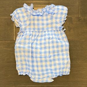 Janie and Jack Blue and White Plaid Baby Romper